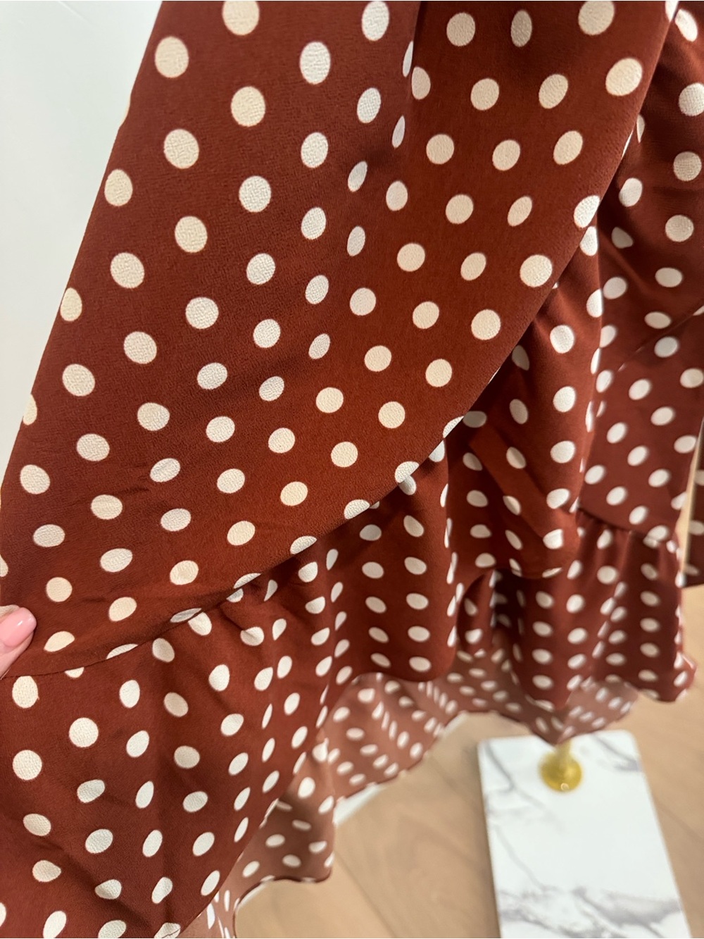 NWT Sanctuary Bianca Rust Polka Dot Wrap Midi Dress - Picture 5 of 5